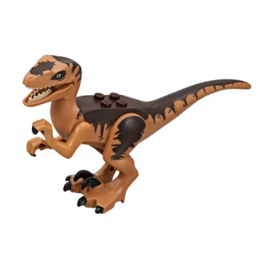 medium nougat dinosaur raptor velociraptor with dark brown back