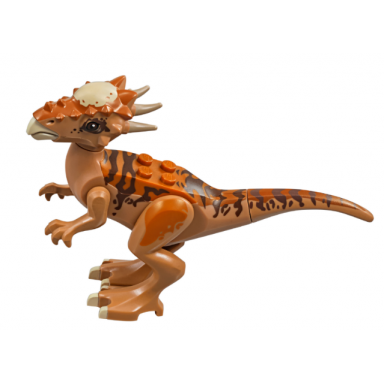 medium nougat dinosaur stygimoloch with dark orange back and dark brown stripes