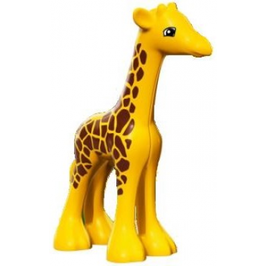yellow duplo giraffe baby large eyes squared pattern