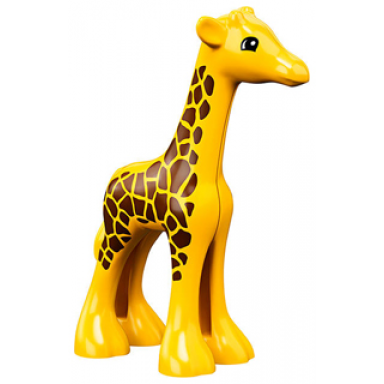 yellow duplo giraffe baby large eyes semicircular pattern