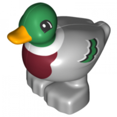light bluish gray duplo duck male with green head