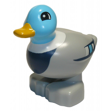 light bluish gray duplo duck male with medium azure head