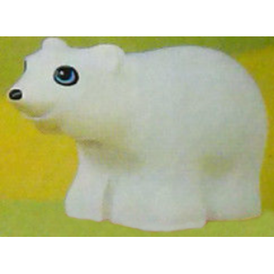 white duplo bear baby cub with medium azure round eyes and oval nose