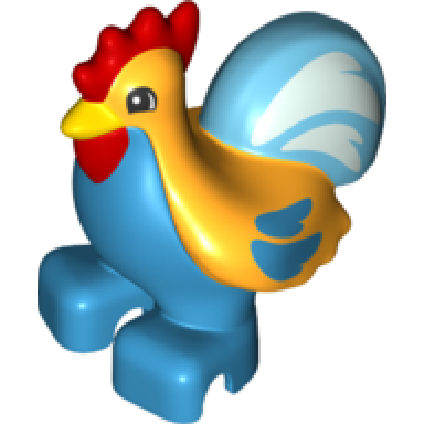 dark azure duplo chicken rooster two feet with medium azure tail