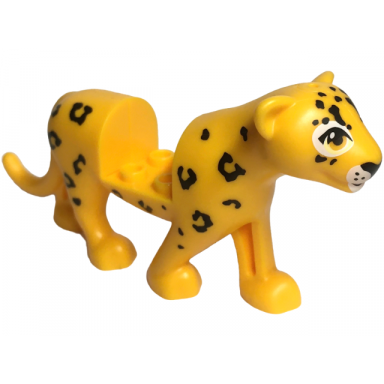 bright light orange big cat with 2 x 2 cutout with black jaguar spots and white trim on face pattern parce