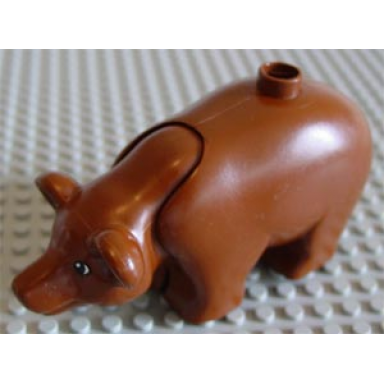 brown duplo bear adult with movable head and round ears