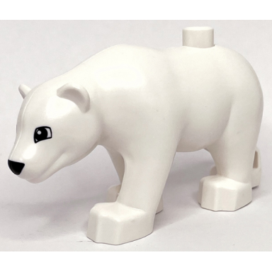 white duplo bear adult with black eyes and nose pattern