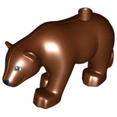 reddish brown duplo bear adult with black eyes and nose pattern