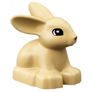 tan duplo bunny rabbit head turned left with eyes top semicircular and reddish brown nose pattern