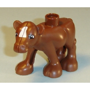 reddish brown duplo cow baby calf walking