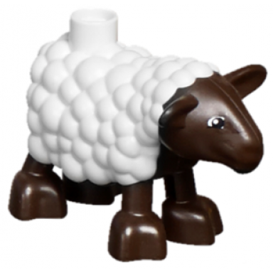 white duplo sheep lamb with dark brown legs and head pattern