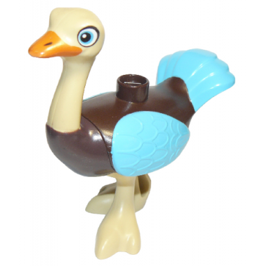 duplo ostrich with orange beak medium azure wings and tail feathers merc
