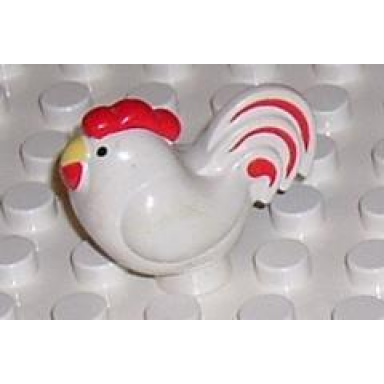 white duplo chicken rooster sitting