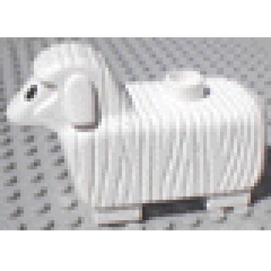 white duplo sheep with flat ears undetermined type