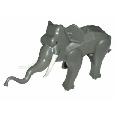 dark gray elephant type 1 with white tusks and back connector slopes