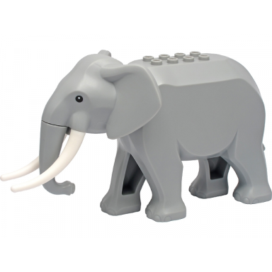 light bluish gray elephant type 2 with long white tusks