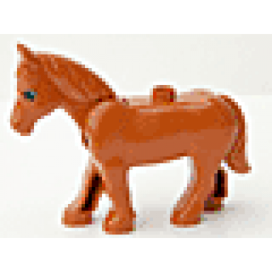 dark orange duplo horse with movable head with eyes pattern undetermined type