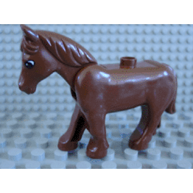 brown duplo horse with movable head with eyes pattern undetermined type