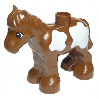 brown duplo horse foal baby with large white spots