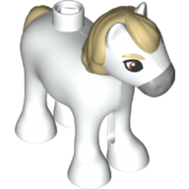white duplo horse baby foal pony with tan mane tail and eyebrows light bluish gray muzzle pattern maximus