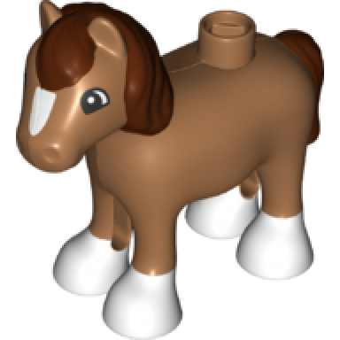 medium nougat duplo horse baby foal pony with reddish brown mane and tail white blaze and hooves pattern