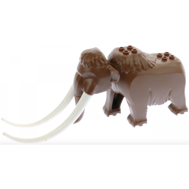 reddish brown woolly mammoth with white tusks