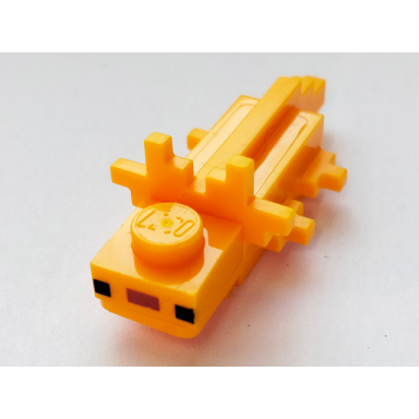 bright light orange minecraft axolotl with dark orange nose - brick built