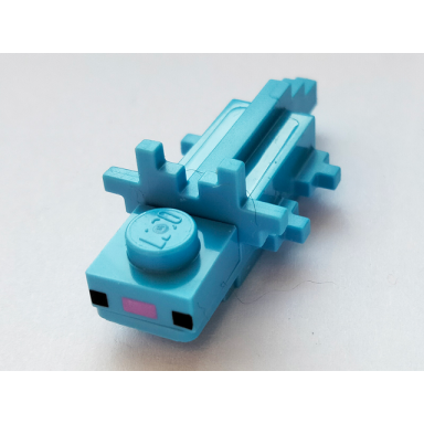 medium blue minecraft axolotl with medium lavender nose - brick built