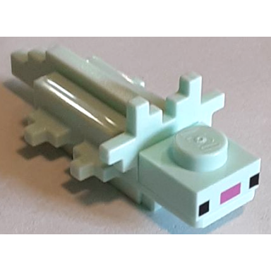 light aqua minecraft axolotl with dark pink nose - brick built