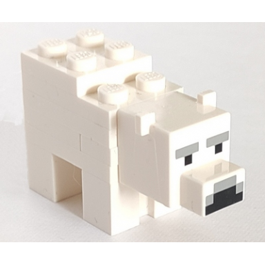 white minecraft polar bear baby cub - brick built