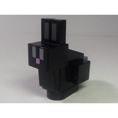 minecraft bunny rabbit black with light bluish gray eyes - brick built