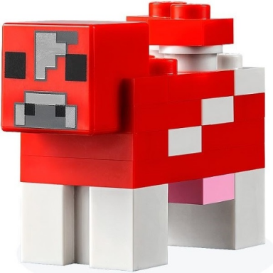 minecraft cow mooshroom light bluish gray pixel between eyes and dark bluish gray top border on forehead - brick built