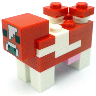 minecraft cow mooshroom red and white white forehead - brick built