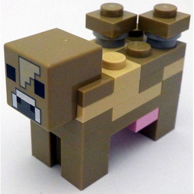 minecraft cow mooshroom dark tan and tan - brick built