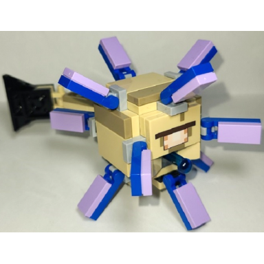 minecraft guardian elder dark tan plate 1 x 2 on tail - brick built