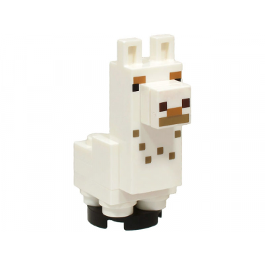 minecraft alpaca llama baby white with dark tan spots studs on back - brick built
