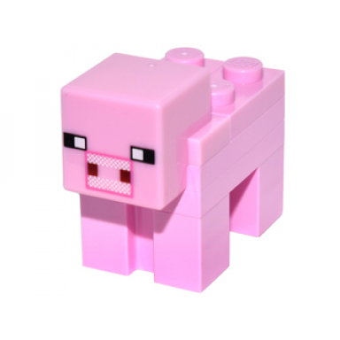 bright pink minecraft pig 1 x 2 plates - brick built