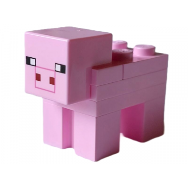 bright pink minecraft pig 2 x 2 plate plain snout - brick built