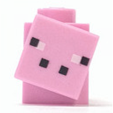 bright pink minecraft pig micromob 1 x 1 modified brick - brick built