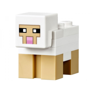 minecraft sheep white plate 2 x 2 on back - brick built
