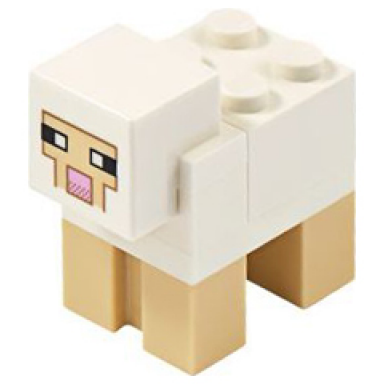 minecraft sheep white brick 2 x 2 on back - brick built