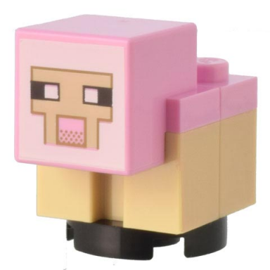 minecraft sheep lamb tan legs bright pink head - brick built