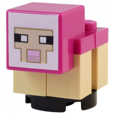 minecraft sheep lamb tan legs magenta head - brick built