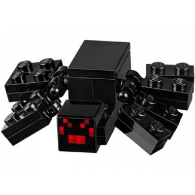 black minecraft spider with 2 x 3 tile - brick built