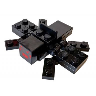 black minecraft spider with bracket for jockey attachment - brick built