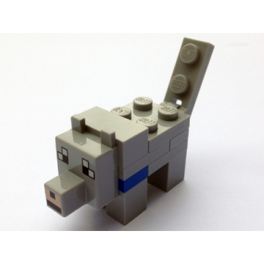 minecraft wolf tamed blue plate 1 x 2 - brick built