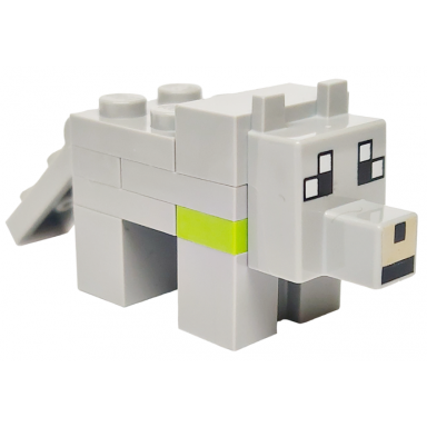 minecraft wolf tamed lime plate 1 x 2 - brick built