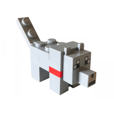 minecraft wolf tamed red plate 1 x 2 tan muzzle - brick built