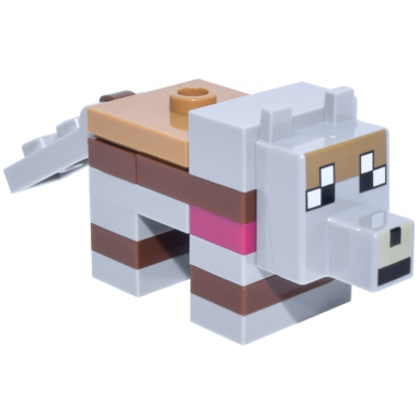 minecraft wolf tamed medium nougat and reddish brown fur - brick built