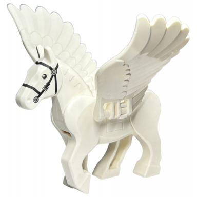 white pegasus movable legs with black eyes white pupils and single silver buckle on black bridle pattern hp abraxan
